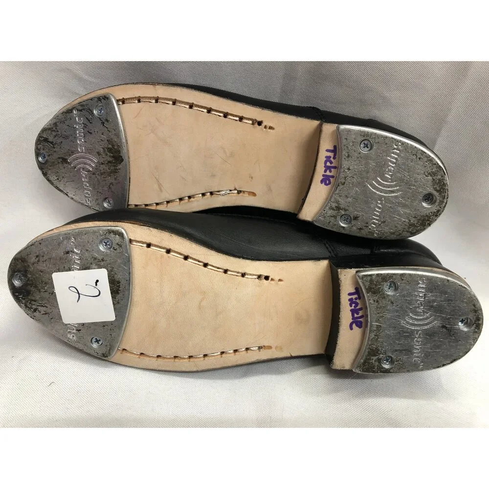 Pre-Owned Dance Tap Shoes Zoot Oxford Dancing Fair 736 Black 2 Child